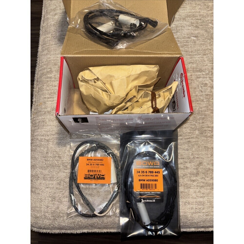 Brembo BMW Disc Brake Pad Set-Premium Ceramic P06031N And Bowa Wear Sensors